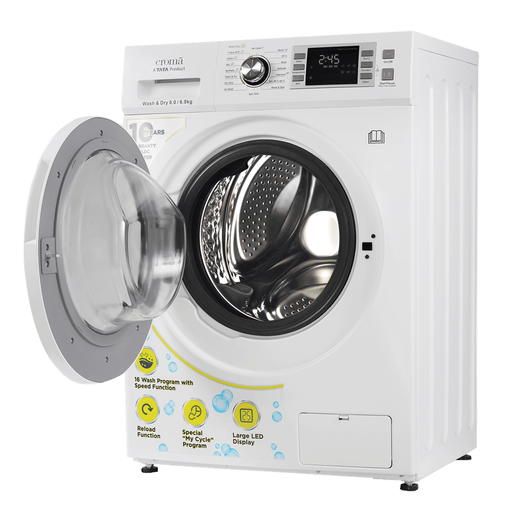 Buy Croma 8/6 kg Fully Automatic Front Load Washer Dryer Combo